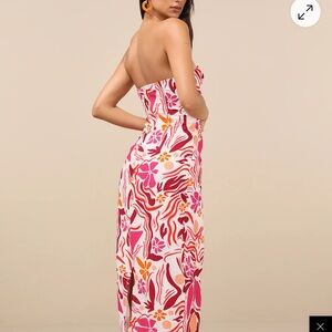 Lulu's Strapless Pink Floral Dress